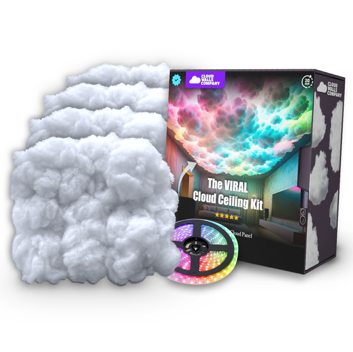 20 Cloud Panels + 65 ft Smart LEDs