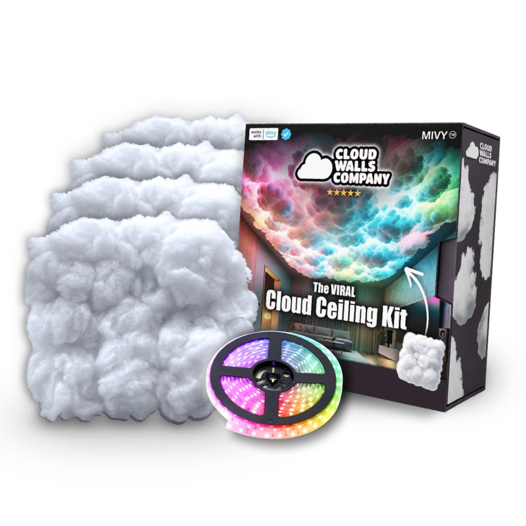 Cloud Walls panels, LED strip and packaging